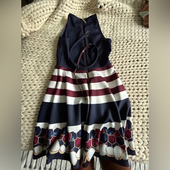 Ted Baker London Annalie Rowing Stripe Skater Dress Mini Dress | Navy | Size 2 - Picture 9 of 13